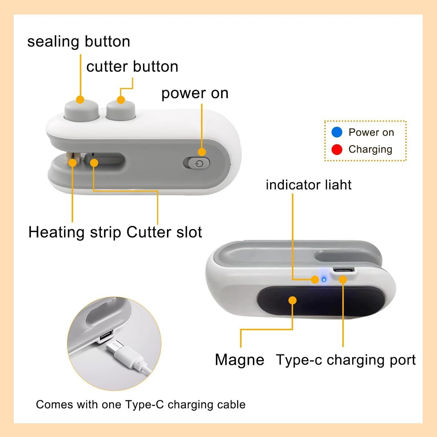 2 In 1 USB Rechargeable with Magnetic Heat Sealing