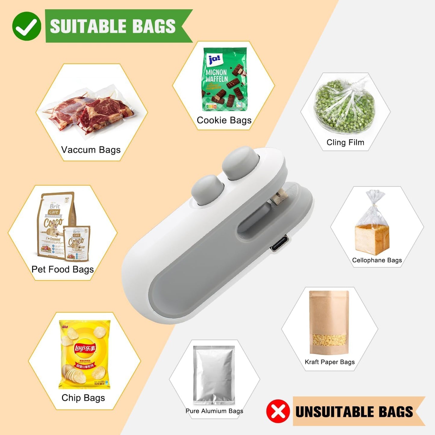 2 In 1 USB Rechargeable with Magnetic Heat Sealing