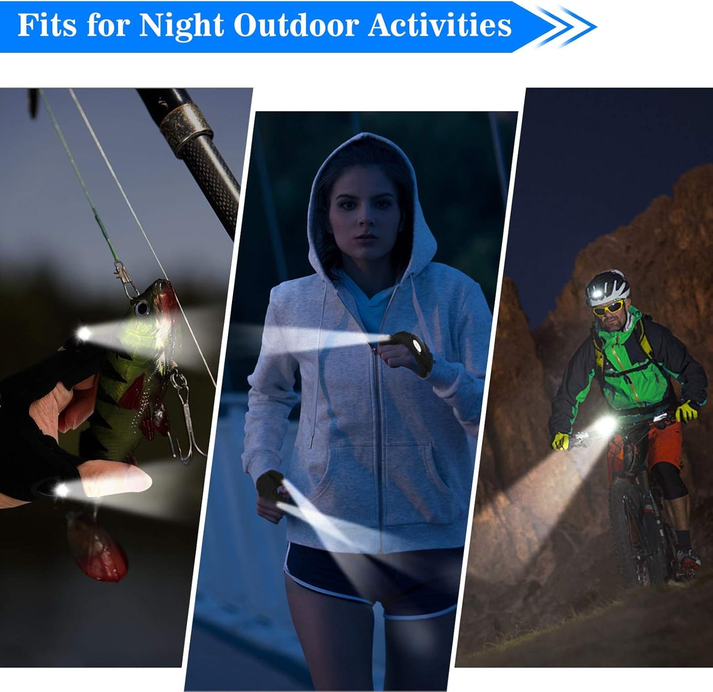 MOIPEJO LED Flashlight Gloves, Valentines Day Gifts for Him Men Boyfriend Husband, Cool Gadget Hands-Free Finger Lights Waterproof for Camping Fishing Repairing, Fathers Day Christmas Birthday Gift