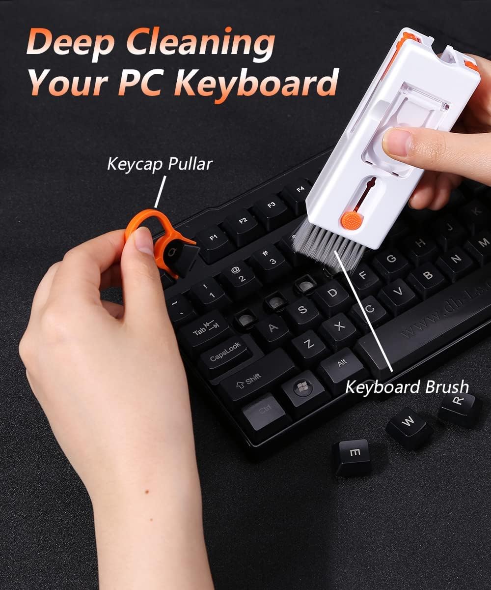 Excefore Keyboard Cleaning Brush Kit,11 in 1 Electronics Cleaning Set, Multi Cleaner Tool,Multi-Function Cleaning Kit for Phone/Earbuds/Camera Lens/Computer with 3ml Mist Spray New Compact Design