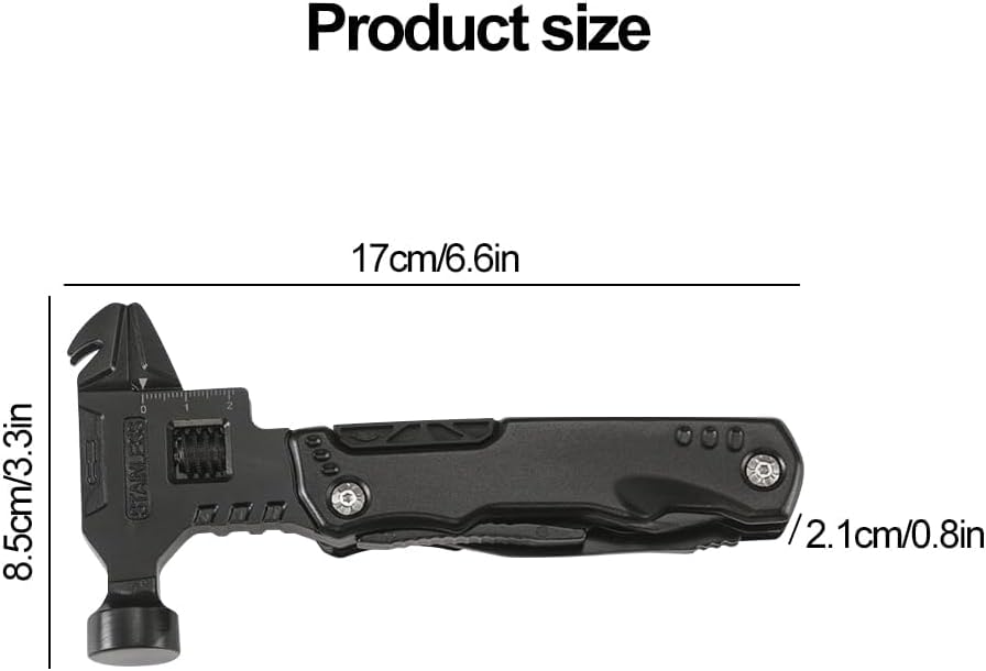 QXRSOP Tool Hammer,16 in 1 Multi-Tool Camping Accessories Outdoor Survival Tools Hand Tool Screwdriver Pliers Bottle Key adjustable wrench Gifts Extra Strong High Carbon Stainless Steel