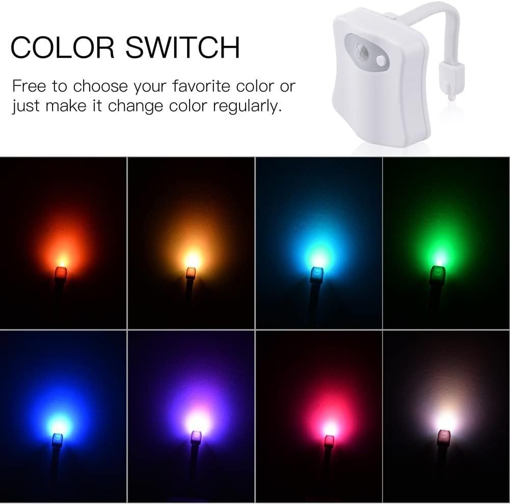 ELECDON The Original Toilet Night Light Gadget, Fun Bathroom Lighting Add on Toilet Bowl Seat, Motion Sensor Activated LED 9 Color Modes - Weird Novelty Funny Birthday Gag Gifts