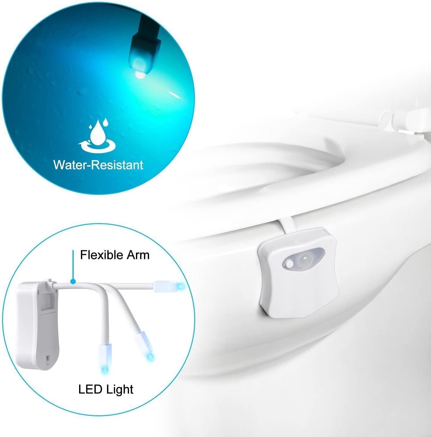 ELECDON The Original Toilet Night Light Gadget, Fun Bathroom Lighting Add on Toilet Bowl Seat, Motion Sensor Activated LED 9 Color Modes - Weird Novelty Funny Birthday Gag Gifts