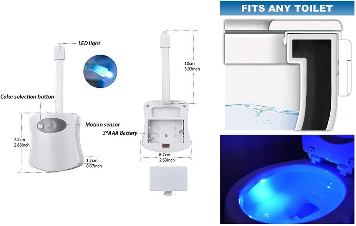 ELECDON The Original Toilet Night Light Gadget, Fun Bathroom Lighting Add on Toilet Bowl Seat, Motion Sensor Activated LED 9 Color Modes - Weird Novelty Funny Birthday Gag Gifts