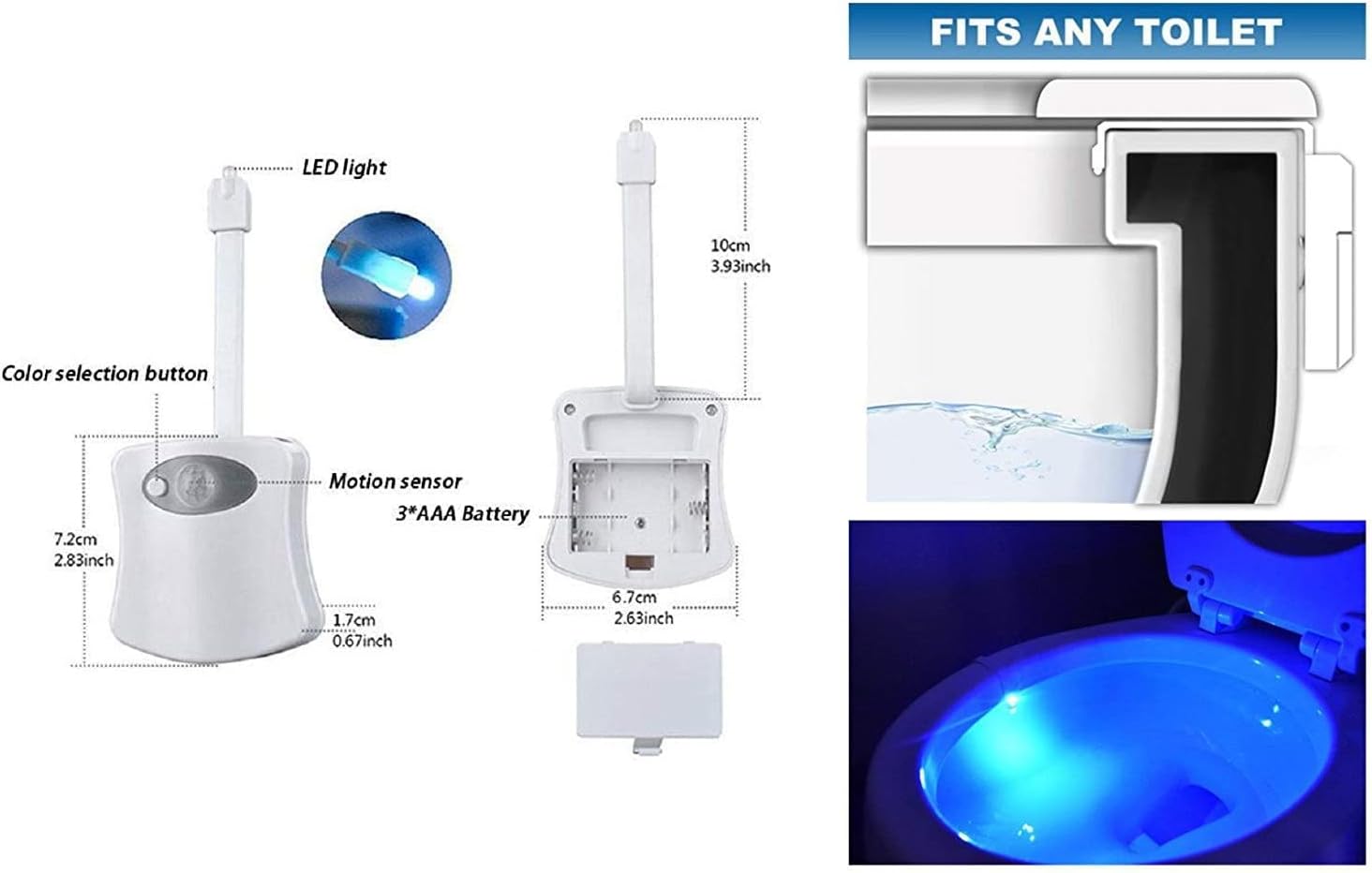 ELECDON The Original Toilet Night Light Gadget, Fun Bathroom Lighting Add on Toilet Bowl Seat, Motion Sensor Activated LED 9 Color Modes - Weird Novelty Funny Birthday Gag Gifts