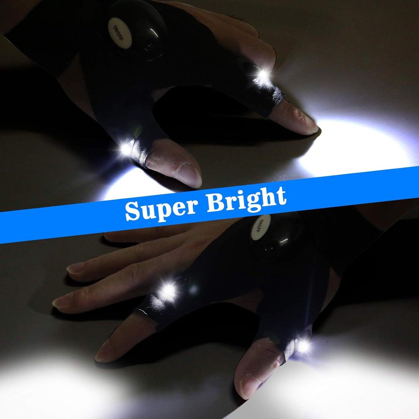 MOIPEJO LED Flashlight Gloves, Valentines Day Gifts for Him Men Boyfriend Husband, Cool Gadget Hands-Free Finger Lights Waterproof for Camping Fishing Repairing, Fathers Day Christmas Birthday Gift