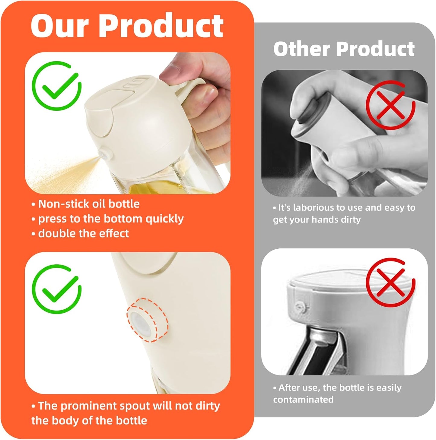 TrendPlain 470ml Olive Oil Spray Bottle for Kitchen Gadgets