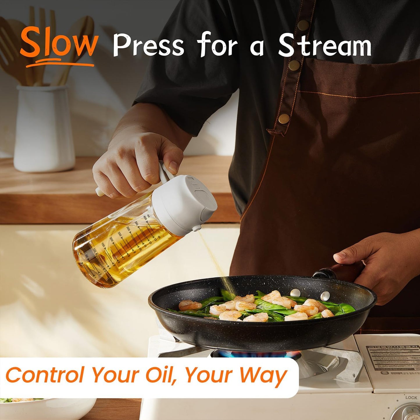 TrendPlain 470ml Olive Oil Spray Bottle for Kitchen Gadgets