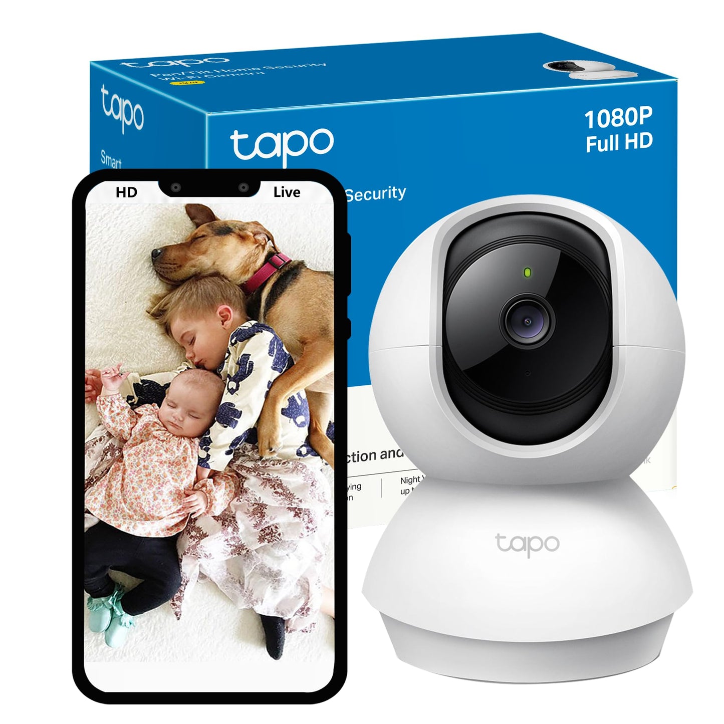 TP-Link Tapo Pan/Tilt 1080p Resolution, 360°Rotational View Security Camera|Motion Tracking |Motion & Baby Crying Detection| 2-Way Audio | Night Vision | Works with Alexa & Google Home (Tapo C200)