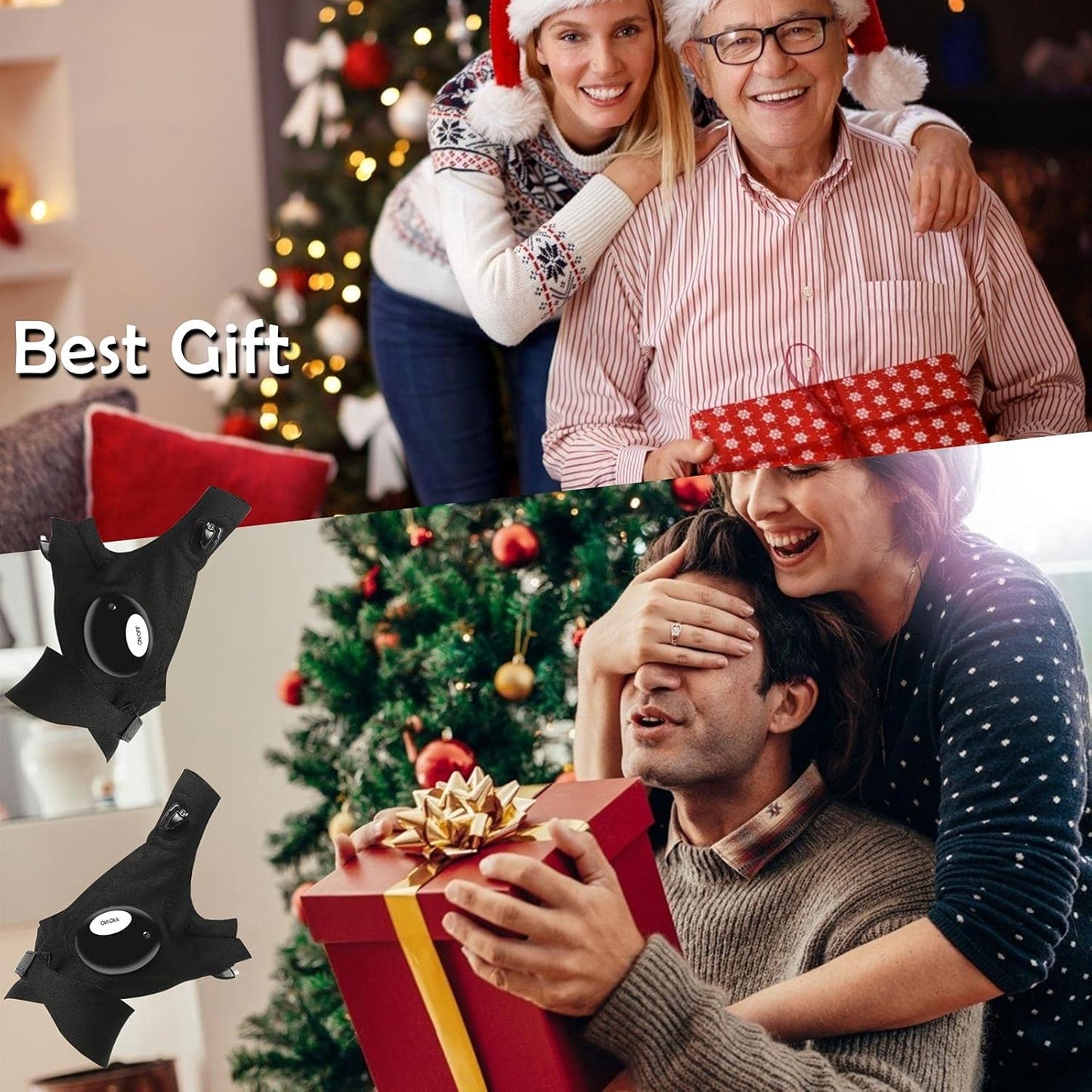 MOIPEJO LED Flashlight Gloves, Valentines Day Gifts for Him Men Boyfriend Husband, Cool Gadget Hands-Free Finger Lights Waterproof for Camping Fishing Repairing, Fathers Day Christmas Birthday Gift